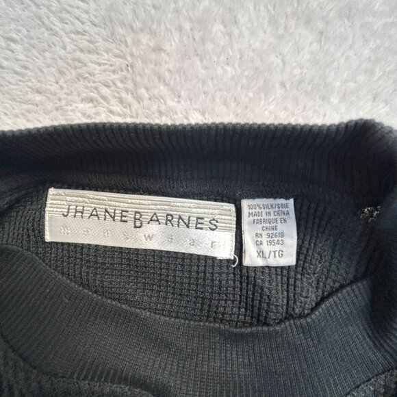 Jhane Barnes Mens Black 100% Silk Waffle Knit Short Sleeve Crew Neck T-Shirt XL - Picture 3 of 7